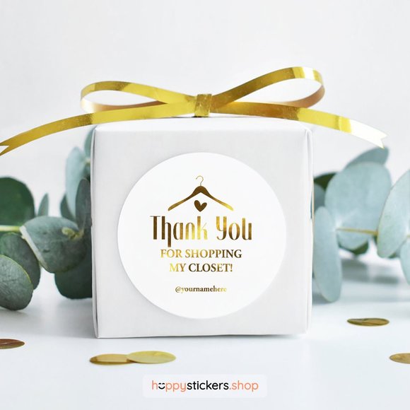 Thank You For Shopping My Closet Stickers with Name or Custom Text - Picture 7 of 17